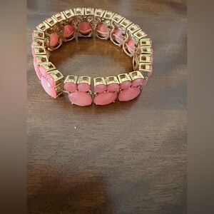 J Crew Pink Crystal and Gold Bracelet